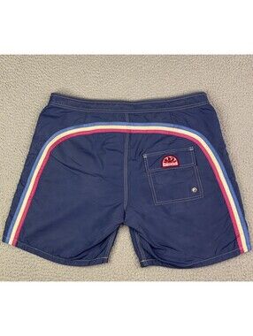 Rainbow Sundek 34 Blue Surf Beach Nylon Board Shorts Swim Trunks Bathing Suit